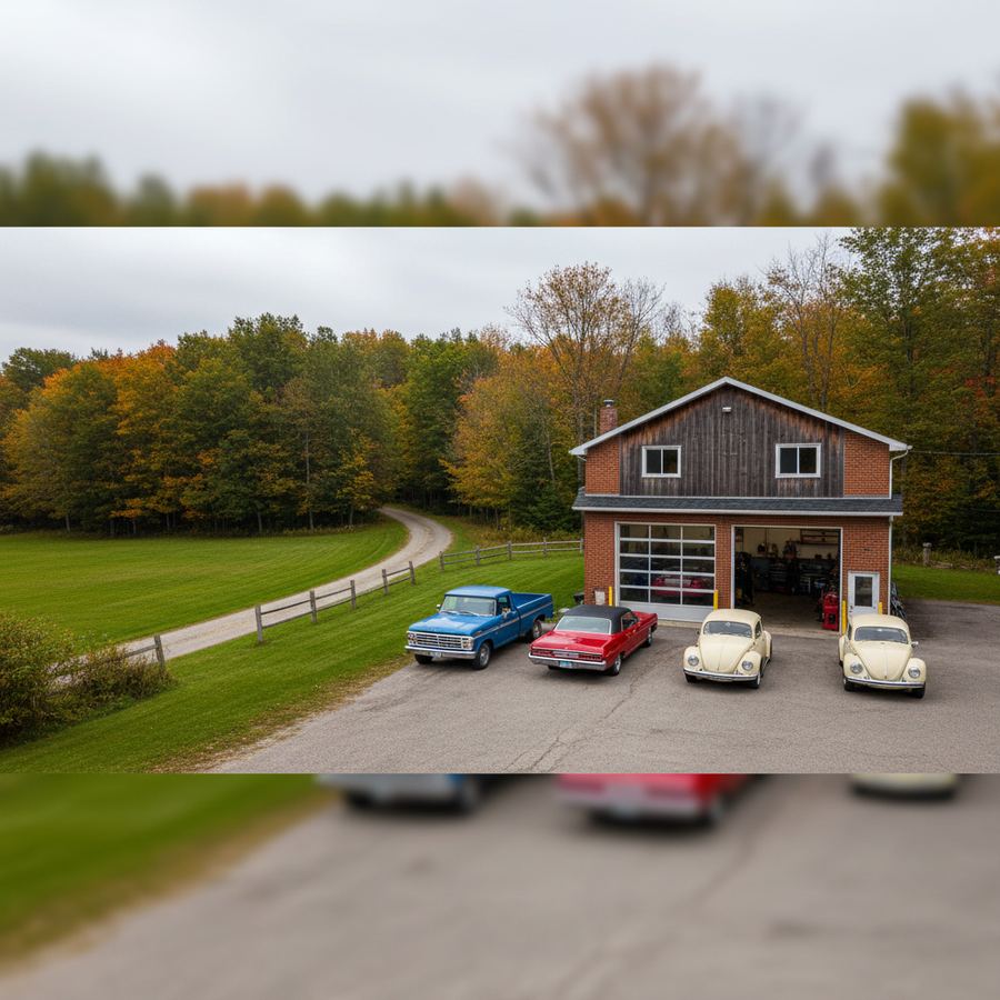 Auto repair garage in Stayner with vehicle on a lift