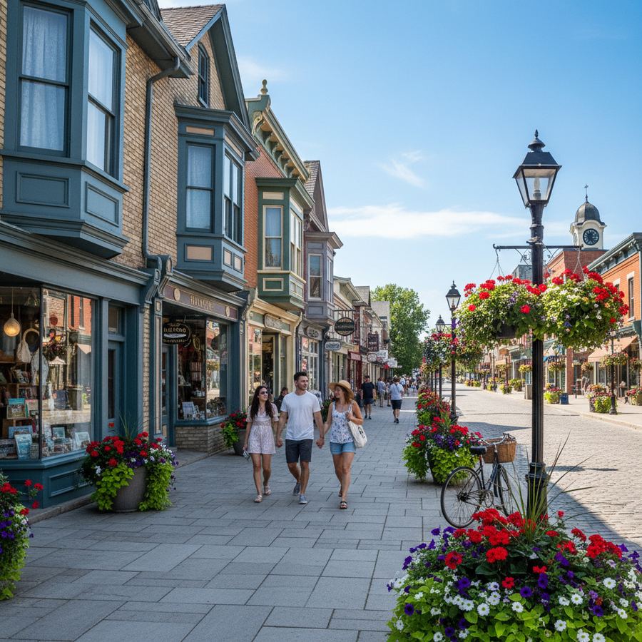 Creemore Mill Street shops and heritage buildings