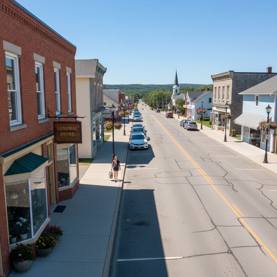 Downtown Stayner main street along Highway 26