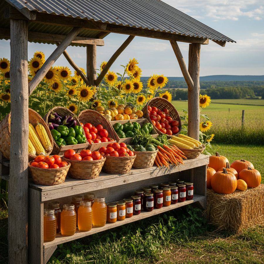 Farm market produce in Clearview Township